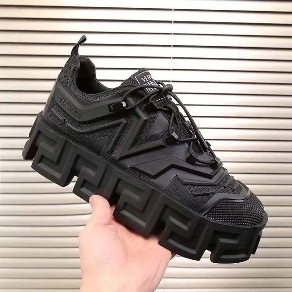 

greca labyrinth lace-up shoes sneakers thick greek soles leather casual shoes triple men trainers a20, Black