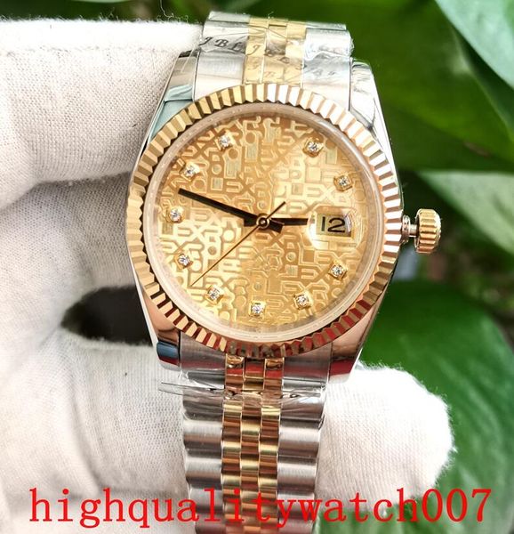 

elling excellent watches 36mm decorative pattern plate dial 126233-0033 126233 automatic mechanical two tone gold steel bracelet men women&#, Slivery;brown