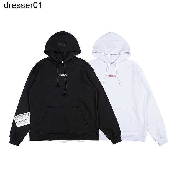 

men's hoodies designer sweatshirts vtm wash water mark sweater fashion brand printed men's women's loose streetwear hoodie, Black