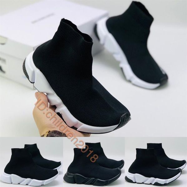 

paris luxury speed trainer toddler shoes 2020 designers boys girls socks shoes kids sneakers triple black white baby 244b
