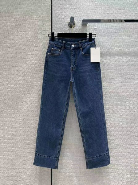 

milan runway jeans 2023 new spring fashion designer straight jeans brand same style luxury women's pants 1107-6, Blue
