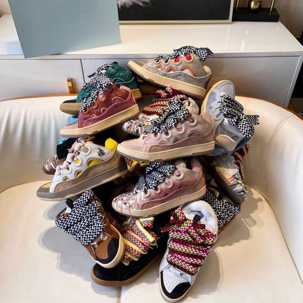 

dress shoes new langfan bread thick bottom color matching moral training fashion couple dad shoes lace up men's and women's runnin, Black