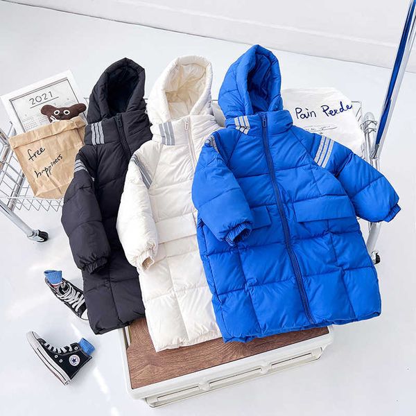 

Children's down jacket Boys' medium long girls' warm coat Baby's winter clothes Klein blue live broadcast, Ivory