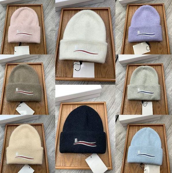 

men women classics solid color warm woolen knitted cap cuffed brand letter beanie hat winter autumn caps warmer bonnet cap 2023, Blue;gray