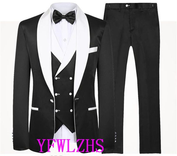 

custom made men suits one button groom tuxedos shawl lapel groomsmen wedding/prom/dinner man blazer jacket pants vest w789, Black;gray