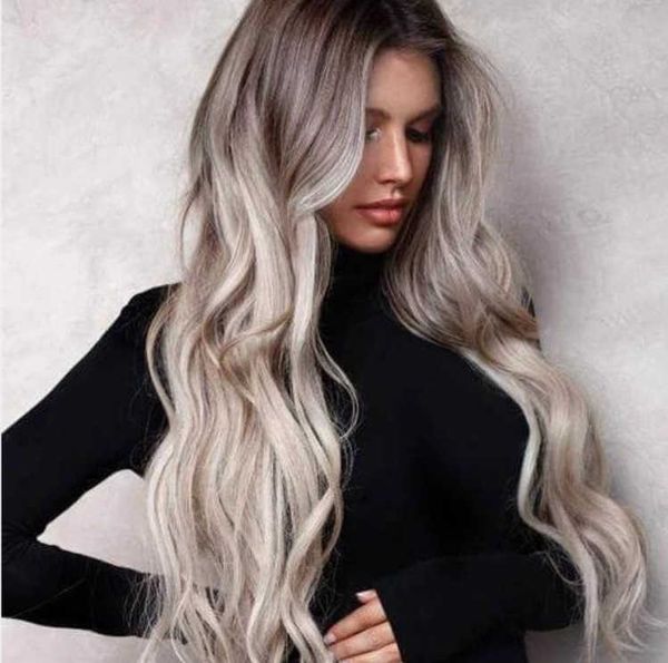 

hair lace wigs chemical fiber wig long curly women's hair changing color, Black