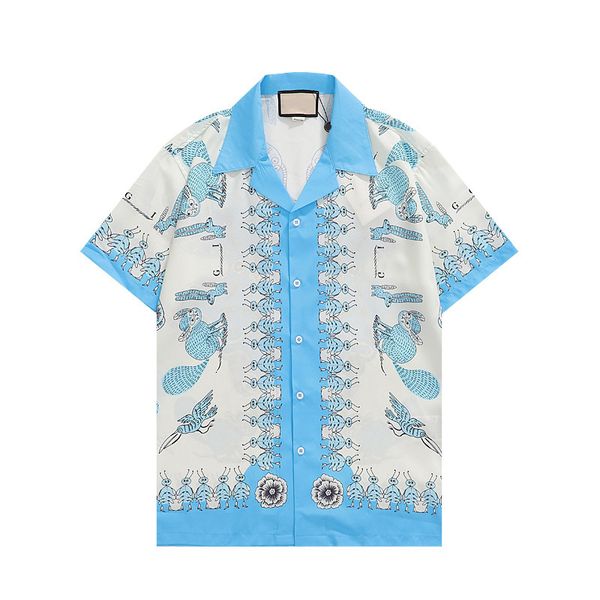 

fashion hawaii floral letter print beach shirts men's designer silk bowling shirt casual style stitching colorfulshirts men summer shor, White;black