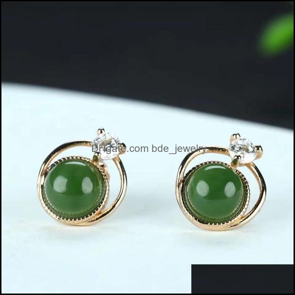 

stud stud selling natural handcarved 925sier gufajin mosaic jasper round beads earrings studs fashion jewelry men women luck gifts d dh5nk, Golden;silver
