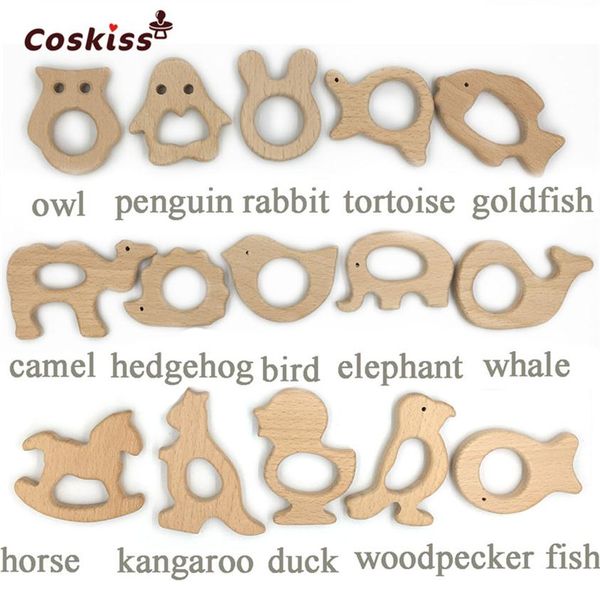 

diy baby teether toys set organic natural beech wooden toy handmade smooth baby wooden animals teether make baby smart ability249p