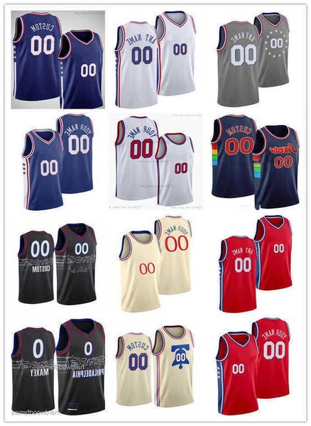 

75th men women youth philadelphia''76ers''30 furkan korkmaz 0 tyrese maxey 20 georges niang 44 paul reed custom basketba, Black;red