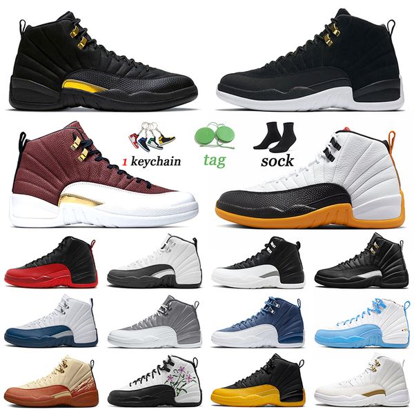 

jumpman 12 basketball shoes men women big size 40-47 trainers sneakers 12s twist game ball university gold sports french blue flower white b