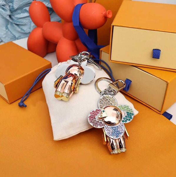

diamond keychain wallet luxury designer sun-flower doll key chains women bags pendant carabiner keychains lovers keys buckle all style, Red;blue