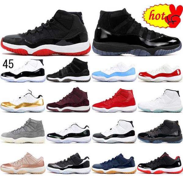 

2022 with socks 2021 basketball shoes concord high 45 11 11s cap and gown carolina space heiress infrared emerald men sports sneakers, Black