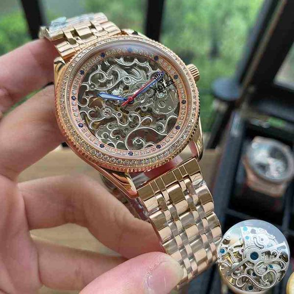 

classic quality luxury r olex watch mechanical movement dial full hollow design sport fashion