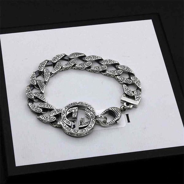

70% off outlet online new double carved and trendsetters versatile men women lovers sterling silver bracelet valentine's day 2848, Golden;silver