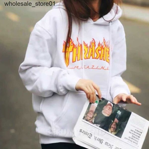 

men's hoodies designer sweatshirts thrasher letter men's women's long sleeve sweatshirt loose fashion hoodie, Black