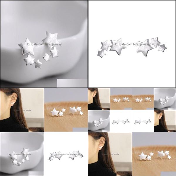 

stud stud 925 sterling sier star earrings for women elegant wedding jewelry pendientes mujer moda 2021 brincos eh907 drop delivery dhr4h, Golden;silver