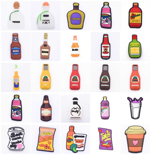 

1pcs kinds of type beer red wine bottle shoe decorations accessories croc charms for bracelets kids gifts, White;pink