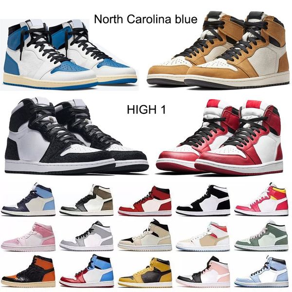 

sports running shoes basketball sneakers women mens retro high og university blue white/black brotherhood armory navy designers jumpman 1s s