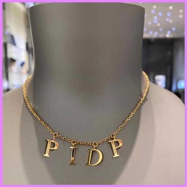

women fashion letter gold chain necklace designer accessories for mens and women party lovers gift jewelry pendant necklaces d2221246l, Silver