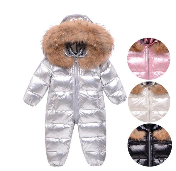 

old cobbler 407m18 thick warm down coat baby kids clothing bodysuit outwear real fur collar white duck3419394, Blue;gray