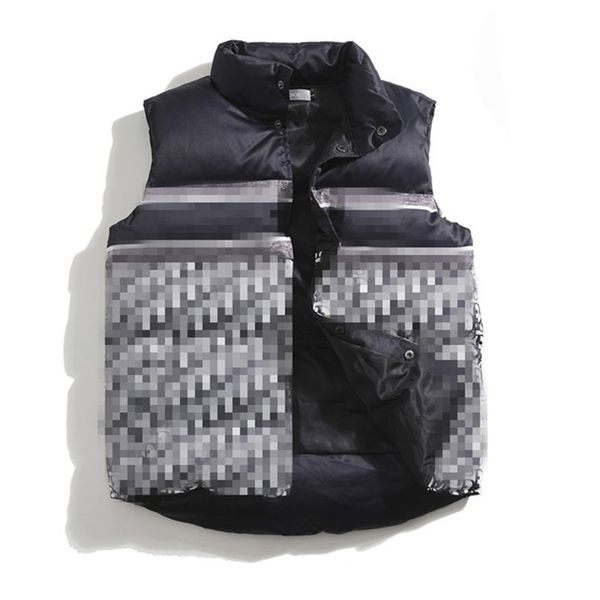 

men down vests wind jacket fun basic inverted triangle zipper pockets sleeveless hooded bread coat windbreaker waterproof hiking outdoor coa, Black;white