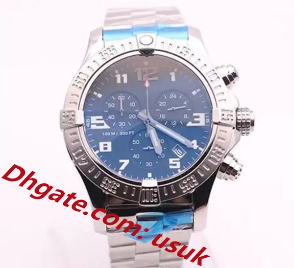 

super quality watch men black dial ss watches 46mm chronograph vk quartz movement battery sports mens dress wristwatches, Slivery;brown