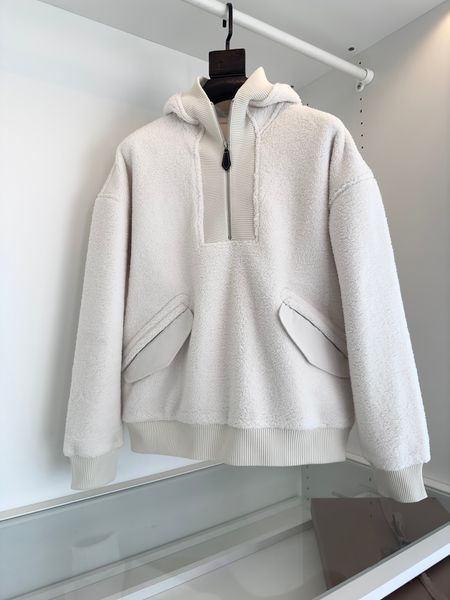 

autumn and winter luxury designer hoodie us size highquality fleece semi zipper design stylish casual hoodie for men, Black