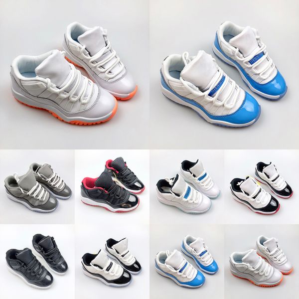 

11 cherry kids basketball shoes 11s xi low cool grey legend blue 25th anniversary bred space jam concord youth boys girls sports sneakers tr