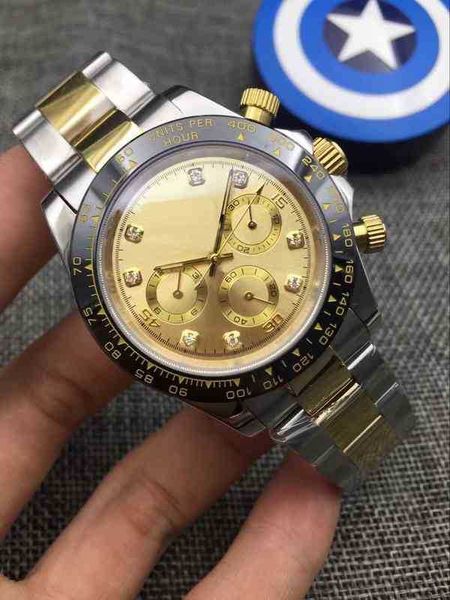 

watch automatic mechanical men fashion gold stainless style steel with 40 mm imported movement luminous waterproof wholesaleo2m4, Slivery;brown