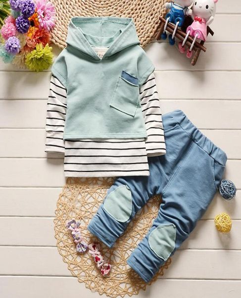 

boys clothes threepiece sets new fashion patch stripe autumn boy hoodies vest tshirts jeans children clothing kids outfits5576607, White