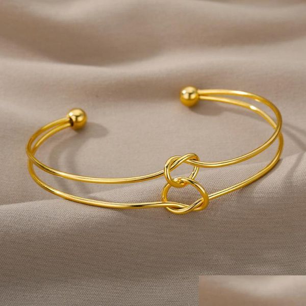 

bangle bangle simple round hollow bracelet bangles for women stainless steel adjustable double loop handmade bracelets jewelry bijou dhbcw, Black