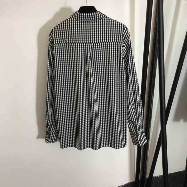 

fashion womens shirt brand logo cotton plaid pattern decorative t-shirts temperament comfortable retro style high-end designer women clothin, White