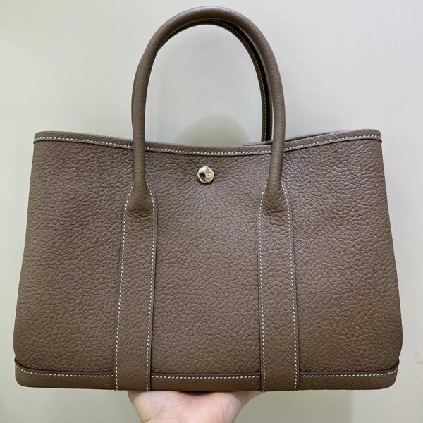 

h bag fashion designer h ermese bag lychee pattern party30 garden negonda calfskin hand gold buckle silver 18etoupe elephant grey