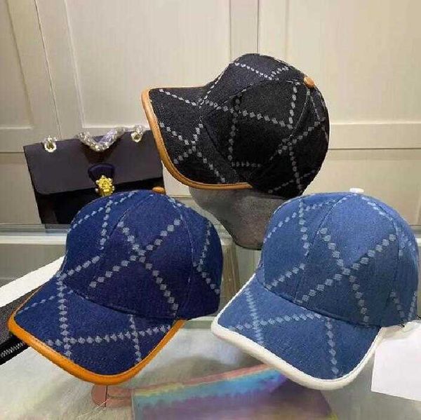 

classic designer women men ball caps 4 seasons plaid denim hats 3 color snapbacks double letter sports cap 2023, Blue;gray