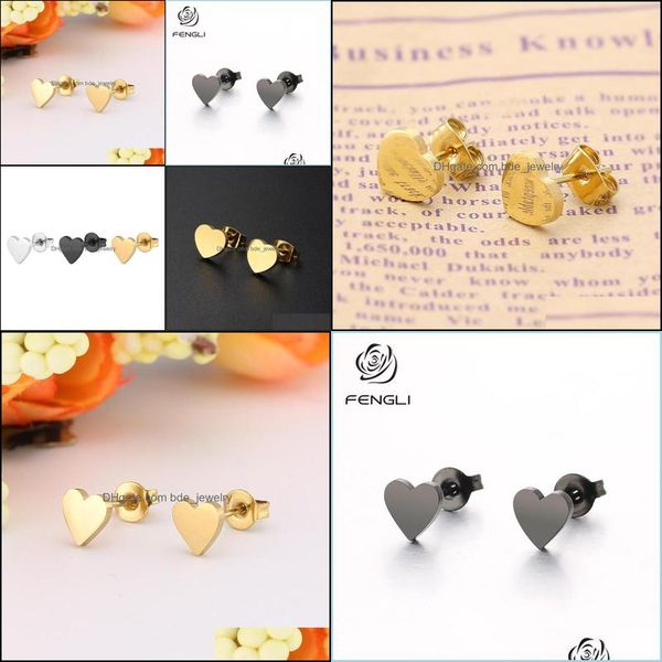 

stud stud fengli lovely sier stainless steel heart earrings for women korean minimalist godl jewelry accessories drop delivery dhufx, Golden;silver