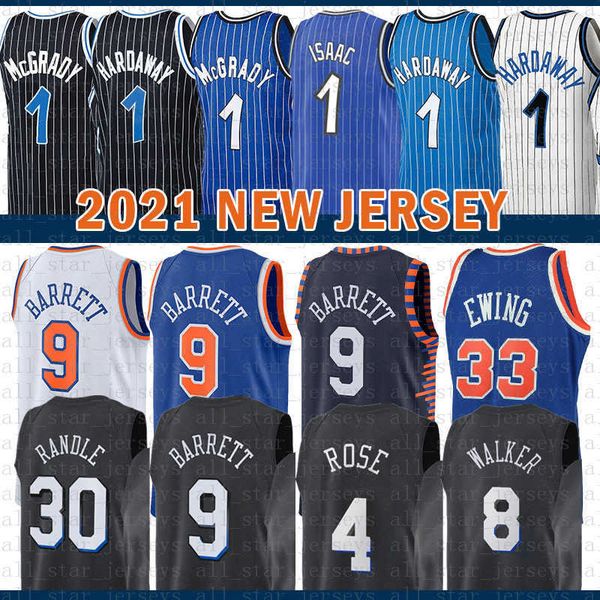 

2021 new basketball jersey mens penny 1 hardaway mesh tracy 1 mcgrady retro rj 9 barrett patrick 33 ewing, Black;red