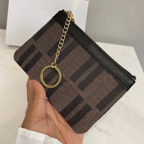 

luxury double letter money clips keychains card holders wallets lanyards women metal chain key ring with box, Silver