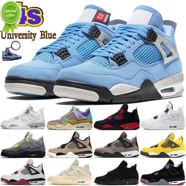 

2022 university blue 4 4s mens basketball shoes white oreo cool grey metallic purple black cat bred shimmer cactus jack infrared men women