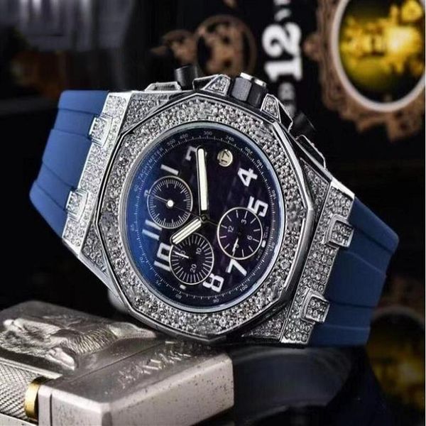 

2022 famous all dials working classic designer watch luxury fashion crystal diamond men watches large dial man quartz clock sa2869, Slivery;brown