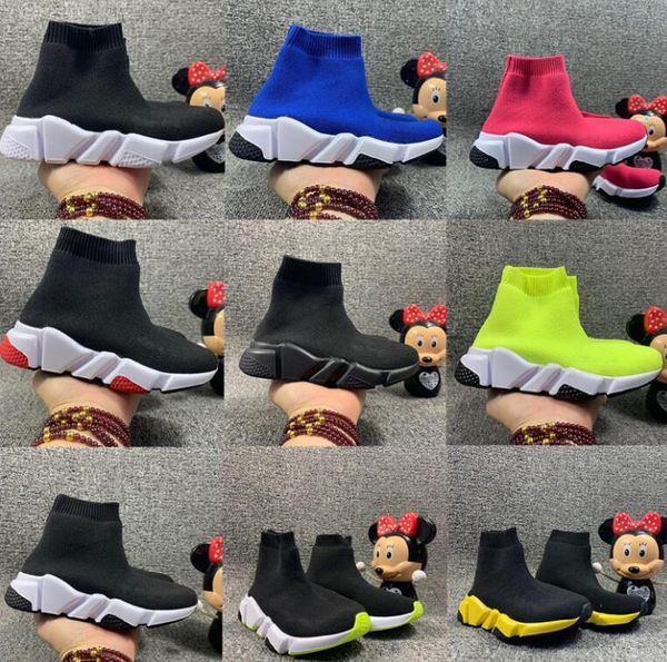 

2022 kids knit speeds sock runner knitted mid high light running shoes black wine red sneaker girls boys sports footwear children basket nye