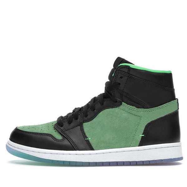 

shoes sneakers basketball jumpman high zen green men women 1 1s, Black