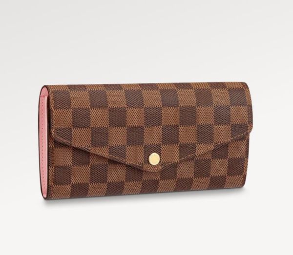 

classic women's zipper checker flap buckle bag long n60114 sarah wallet, Red;black