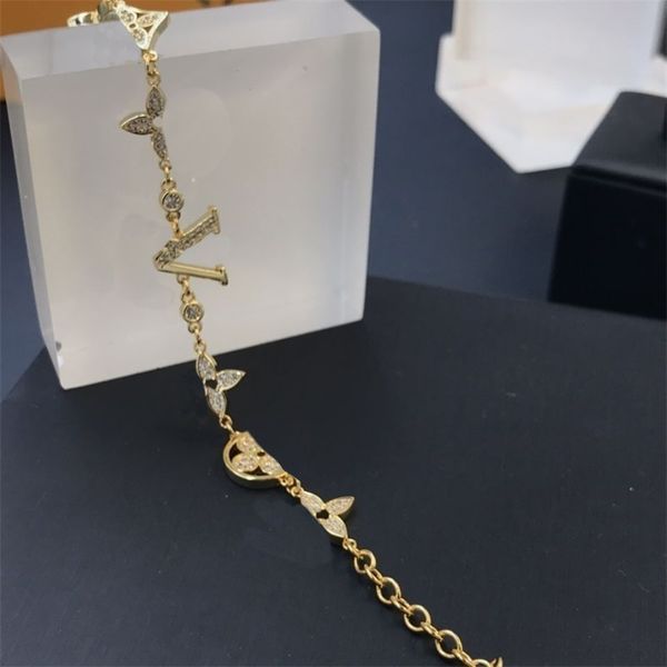 

wedding jewelry gold bracelets luxury letter charms bracelets fashion sparkling diamond chains silver plated designer heart lock flower love, Golden;silver