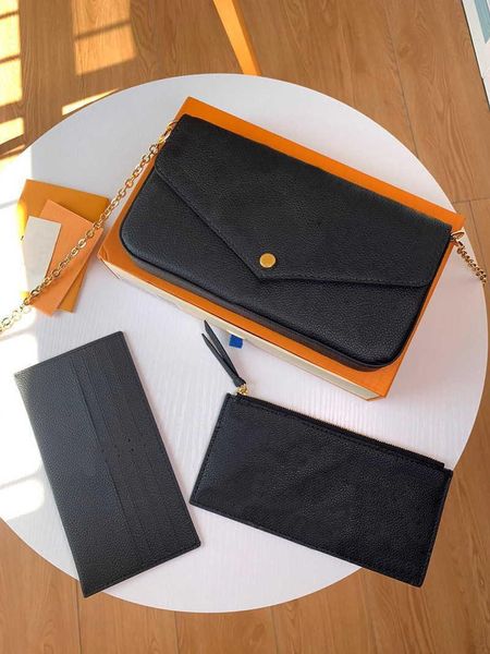 

designer tote luxurys designers pochette felicie bags embossing genuine leather handbags handbag clutch chain messenger bag purse