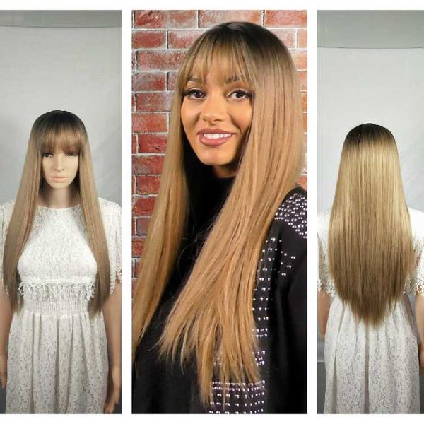 

hair lace wigs women's hair set gradient air bangs dyed black wig factory