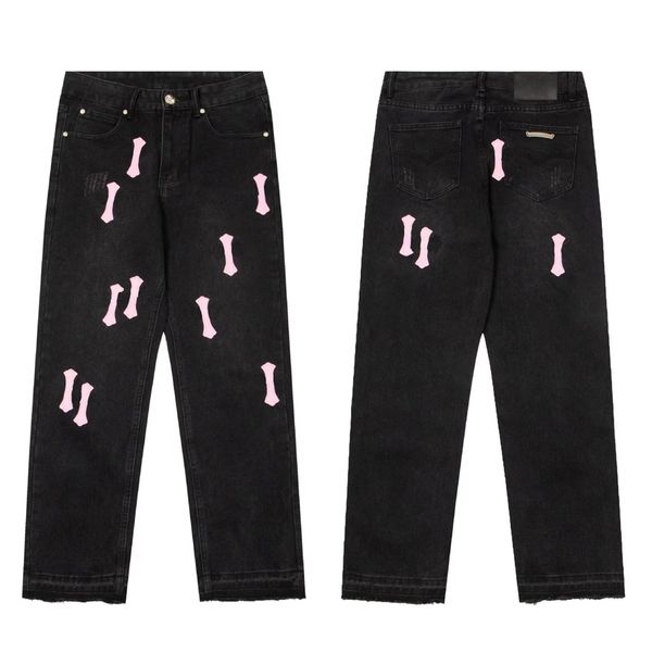 

men and women jeans designer jeans long trousers light pattern jean hip hop zipper hole washed pants cool guy denim pant fashion black blue