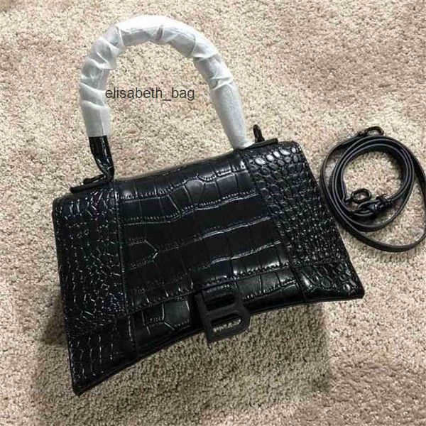 

small leather handbags designer balencigass bag 2022 spring and summer hourglass crocodile single shoulder oblique span