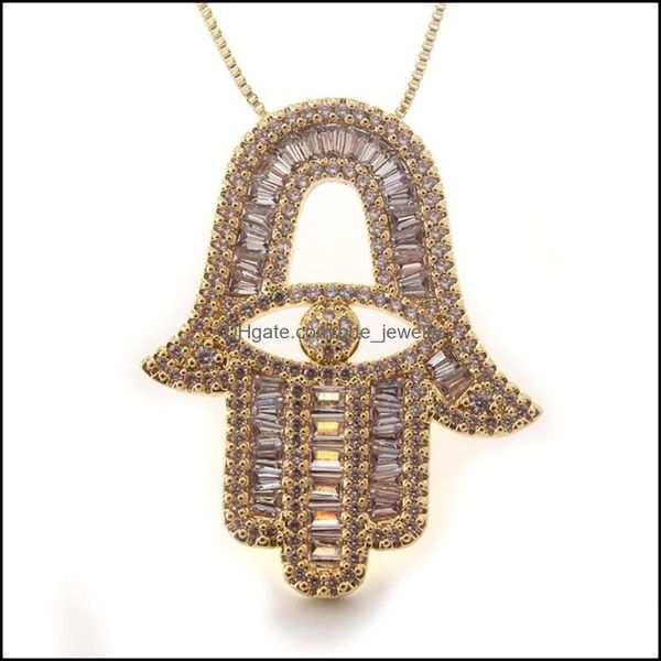

pendant necklaces 1pc women cubic zircon jewelry with evil eye of horus aaa hands pendant necklace chain choker for men gift drop de dhqpe, Silver