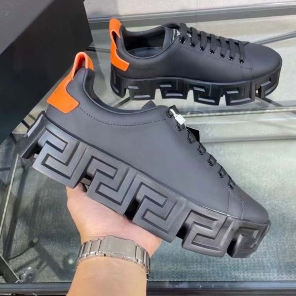 

greca labyrinth lace-up shoes sneakers thick greek soles leather casual shoes triple men trainers a18, Black